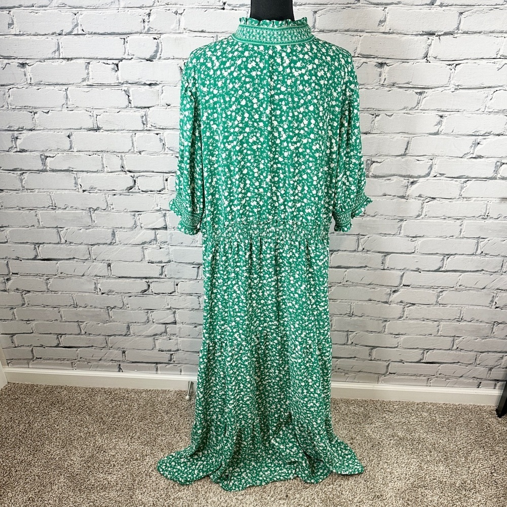 Adorne Floral Tiered Maxi Dress Size 22W Green Cottagecore Prairie Modest - Picture 4 of 14